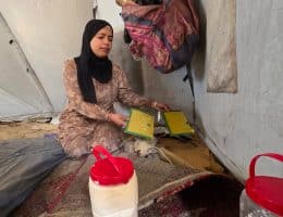 Days before her wedding, Amani Abu Salma was shocked to find her belongings eaten through by rodents inside her tent, April 19, 2026. (Photo: Tariq Mohammad/APA Images)