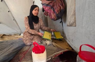 Days before her wedding, Amani Abu Salma was shocked to find her belongings eaten through by rodents inside her tent, April 19, 2026. (Photo: Tariq Mohammad/APA Images)