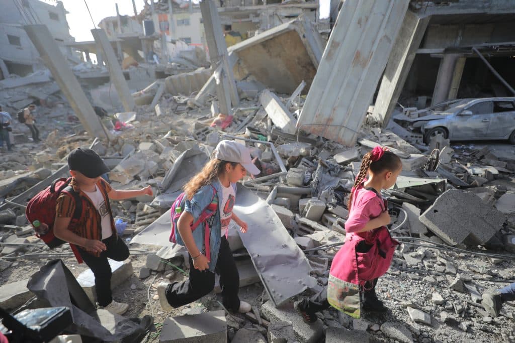 Aftermath of an Israeli airstrike on Palestinian homes in Bureij refugee camp, central Gaza, May 20, 2026. (Photo: Hassan al-Jedi/APA Images)