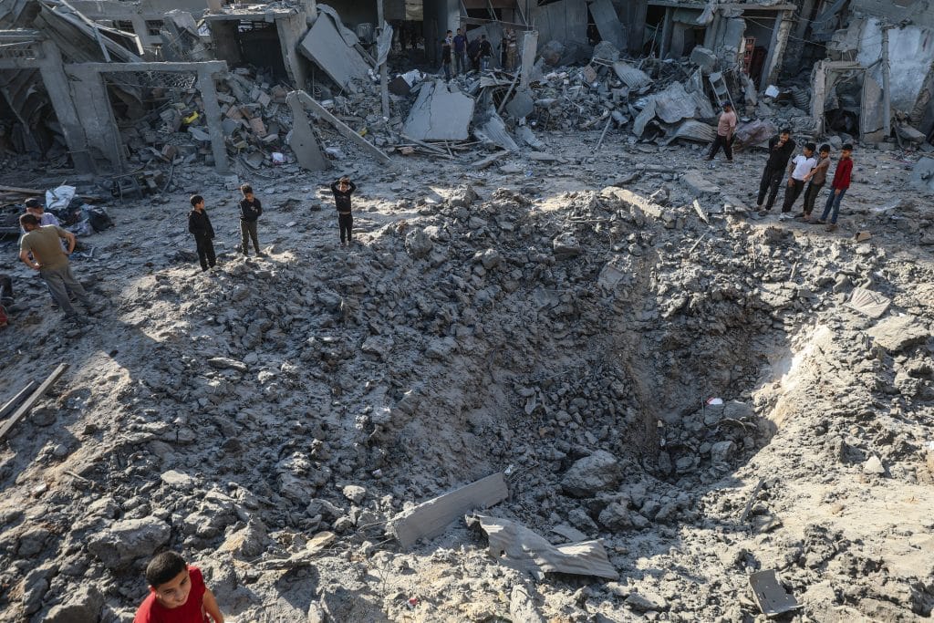 Aftermath of an Israeli airstrike in Bureij refugee camp, central Gaza, May 23, 2026. (Photo: Moiz Salhi/APA Images)