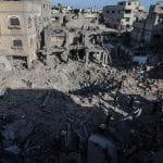 Aftermath of an Israeli airstrike in Bureij refugee camp, central Gaza, May 23, 2026. (Photo: Moiz Salhi/APA Images)