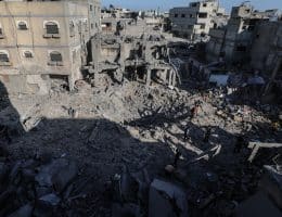 Aftermath of an Israeli airstrike in Bureij refugee camp, central Gaza, May 23, 2026. (Photo: Moiz Salhi/APA Images)