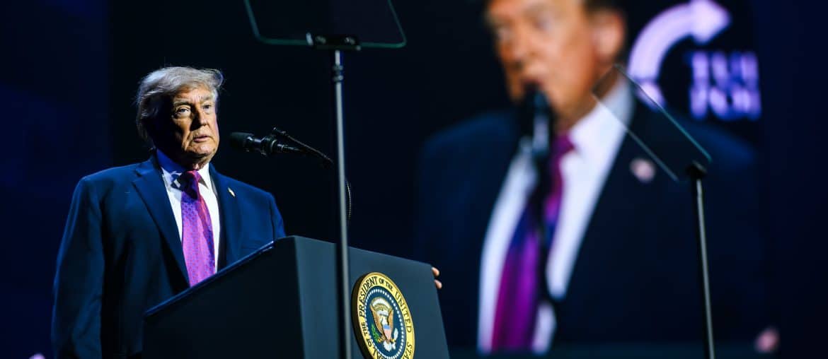 President Donald J. Trump delivers remarks at a Turning Point USA event at Dream City Church in Phoenix, Arizona on Friday, April 17, 2026. (Official White House Photo by Daniel Torok)