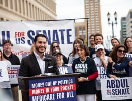 Abdul El-Sayed speaks at a campaign press conference on April 14, 2026. (Photo: Abdul for Senate)