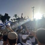 Gangs of extremist settler youth gather in front of Jerusalem's Damascus Gate, chanting “Death to Arabs” and “May your village burn”, as heavily armed police officers watched on, on May 15, 2026. (Photo: Jared Hillel/Mondoweiss)