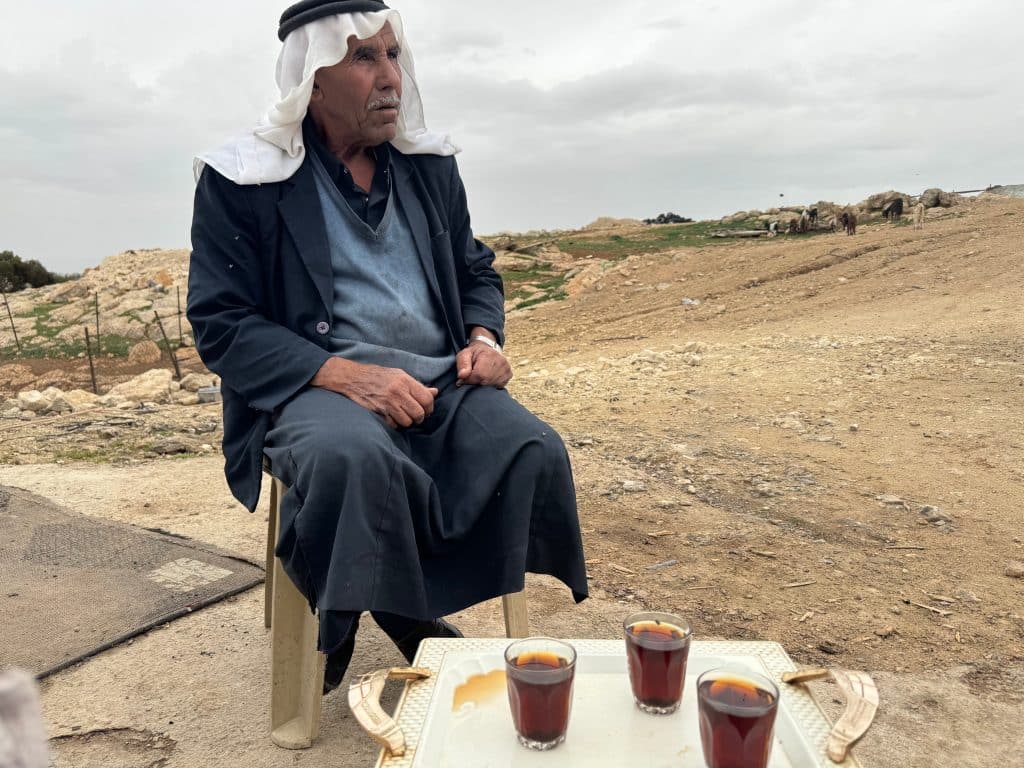 Abu Nayef al-Jahhalin, 71, whose Bedouin community in Jabal al-Baba is threatened with forcible displacement, May 2026. (Photo: Shatha Hammad)