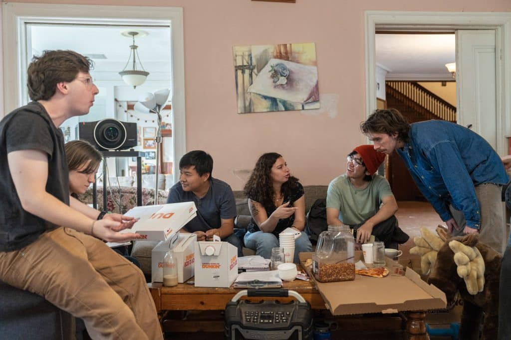 Hannah Shvets talks to campaign volunteers after a get-out-the-vote canvassing event on Oct. 19, 2025, at Cornell University, in Ithaca, NY. (Photo: Caleb Kaufman)