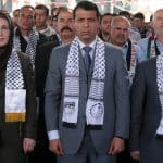 Oppositional Fatah leader Mohammed Dahlan (Center) at a festival at the Palestine Polytechnic University in Hebron, Oct 13, 2009. (Photo: Najeh Hashlamoun/APA Images)