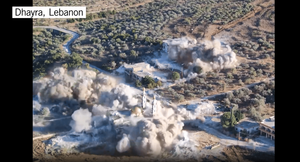 Destruction of the southern Lebanese village of al-Duhayra, posted by Israeli soldiers online. (Photo: Screenshot)