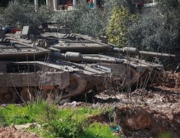 Israeli tanks in Jenin Refugee Camp, February 25, 2025. (Photo: Mohammed Nasser/APA Images)