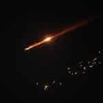 Missiles fired from Iran toward Israel in retaliation for U.S.-Israeli attacks, March 28, 2026. (Photo: Mamoun Wazwaz/APA Images)
