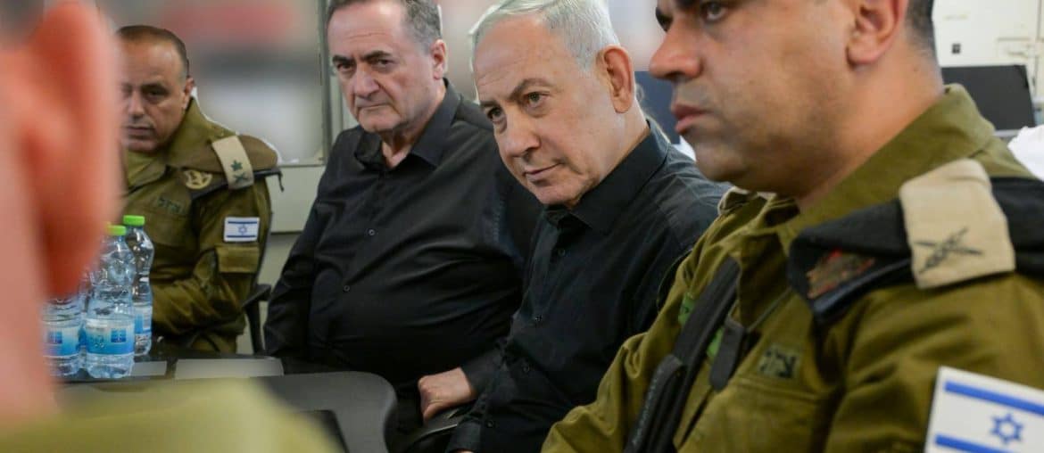 Israeli Prime Minister Benjamin Netanyahu visits the 36th Division of the Israeli army along the border with South Lebanon, accompanied by Israeli Defense Minister Israel Katz and Deputy Chief of Staff Maj. Gen. Tamir Yadai, May 30, 2026. (Photo: Israeli Prime Minister Office/APA Images)