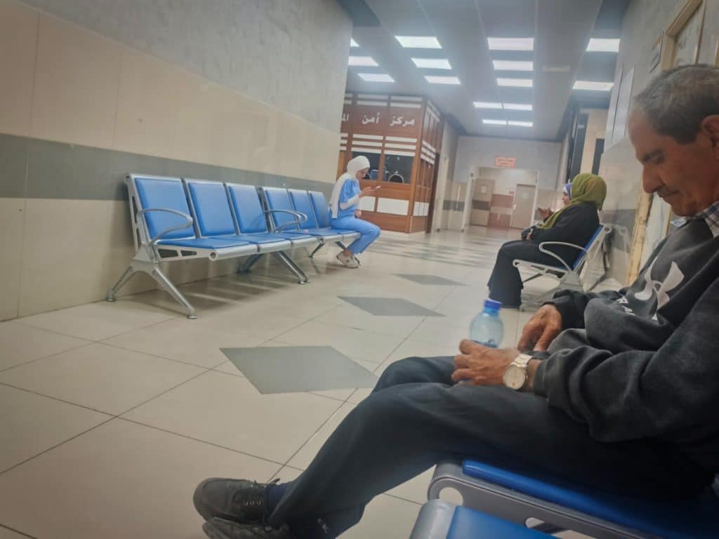 Waiting hall at the Ramallah Medical Complex, May 2026. (Photo: Qassam Muaddi/Mondoweiss)