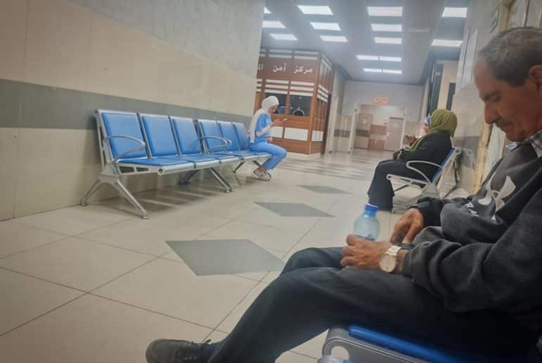 Waiting hall at the Ramallah Medical Complex, May 2026. (Photo: Qassam Muaddi/Mondoweiss)