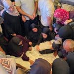 Funeral of 1-year-old Siwar Abu Daraz and her mother, Diana Abu Daraz, Nasser Medical Complex, Khan Younis, June 30, 2026. (Photo: Tariq Mohammad/APA Images)