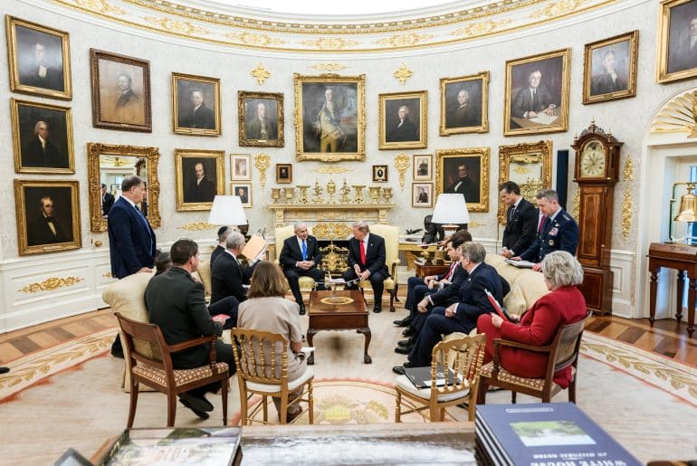 Donald Trump meets with Israeli Prime Minister Benjamin Netanyahu, July 28, 2026, in the Oval Office. (Official White House Photo by Daniel Torok)
