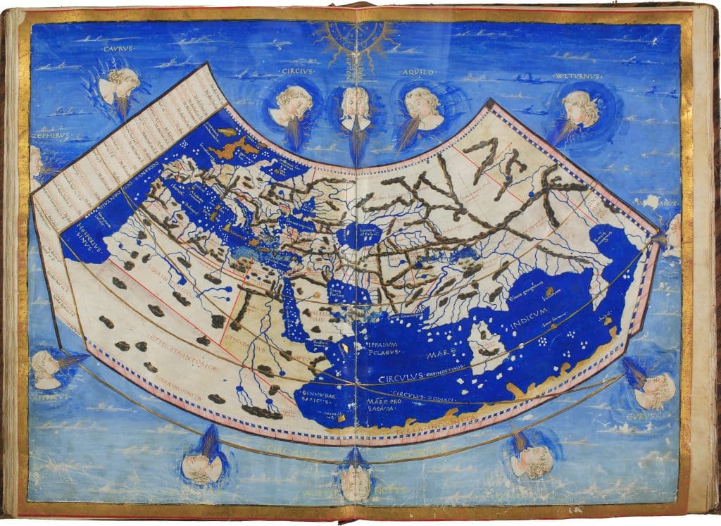 The world according to Ptolemy (2nd century), an Italian manuscript of ca. 1460. (National Library of Naples, image Library of Congress)