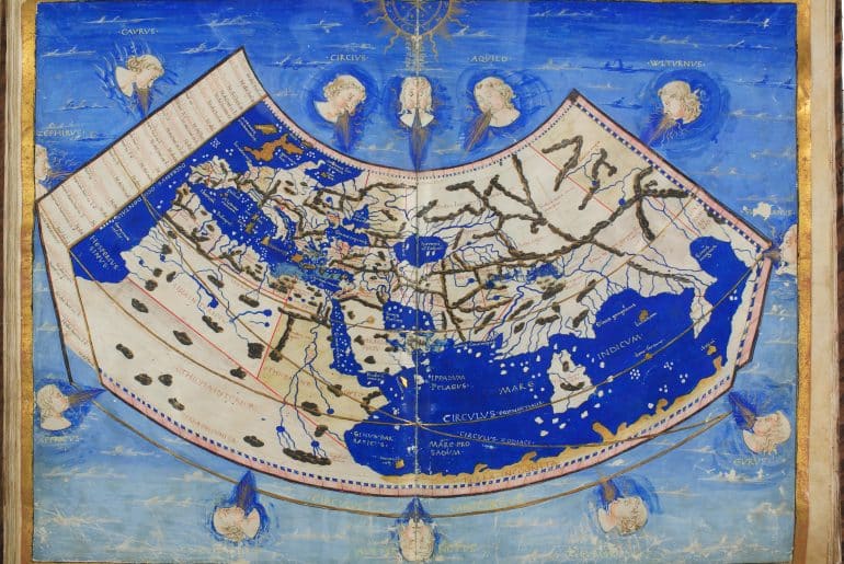 The world according to Ptolemy (2nd century), an Italian manuscript of ca. 1460. (National Library of Naples, image Library of Congress)