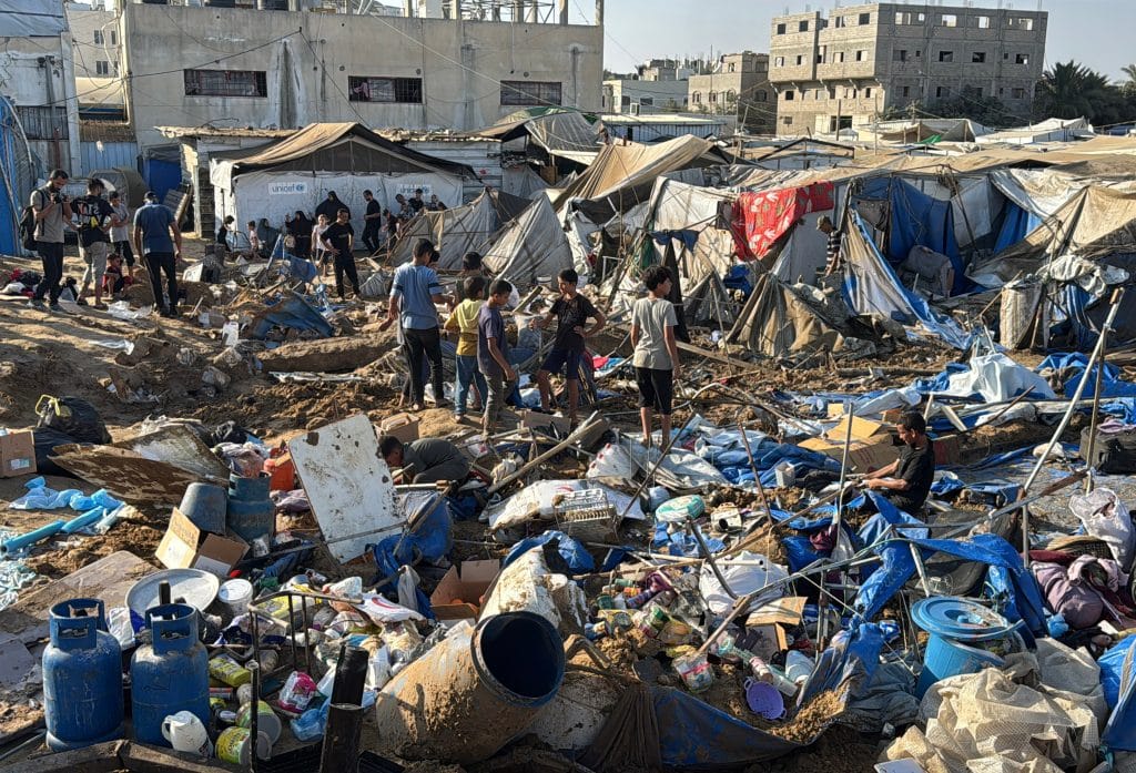 Aftermath of an Israeli airstrike on the pharmaceuticals warehouse of al-Aqsa Martyrs Hospital in Deir al-Balah, central Gaza, August 1, 2026. (Photo: Ahmed Ibrahim/APA Images)