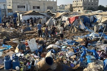 Aftermath of an Israeli airstrike on the pharmaceuticals warehouse of al-Aqsa Martyrs Hospital in Deir al-Balah, central Gaza, August 1, 2026. (Photo: Ahmed Ibrahim/APA Images)
