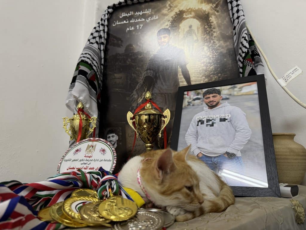 Football paraphernalia belonging to Fadi al-Na'san, killed by Israeli settlers in the West Bank village of al- Mughayyir. (Photo: Shatha Hammad)
