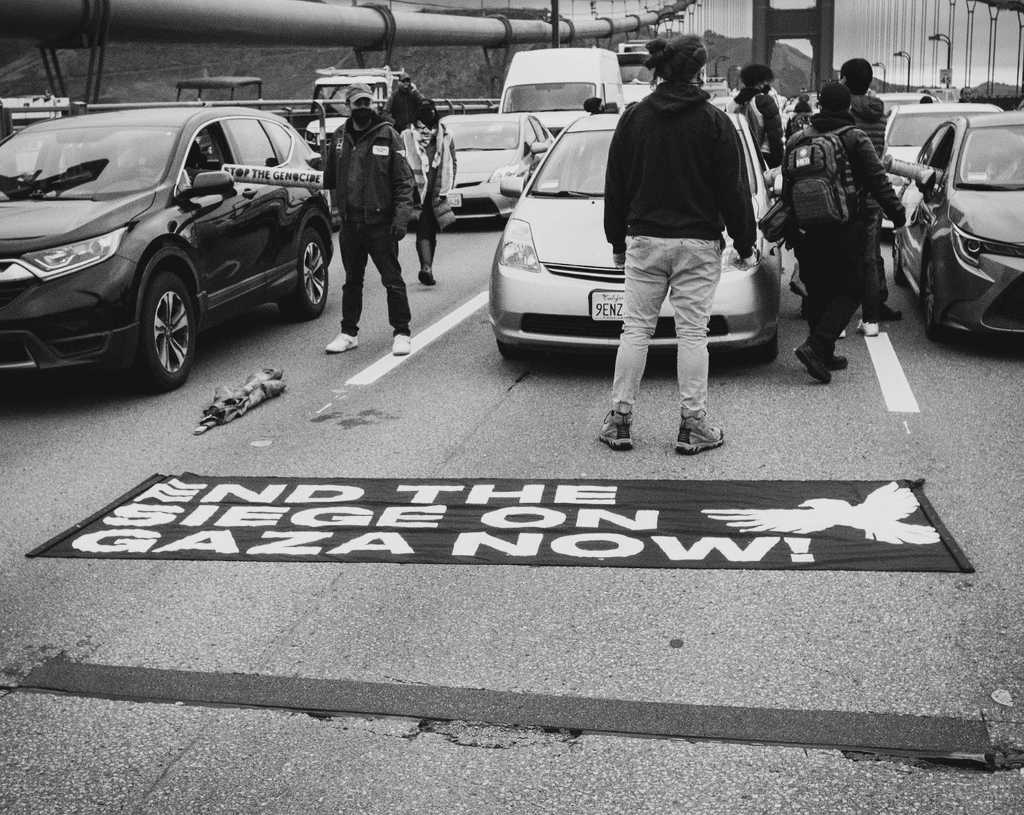 April 2024 Golden Gate Bridge protest (Photo credit: Fran De Sena)