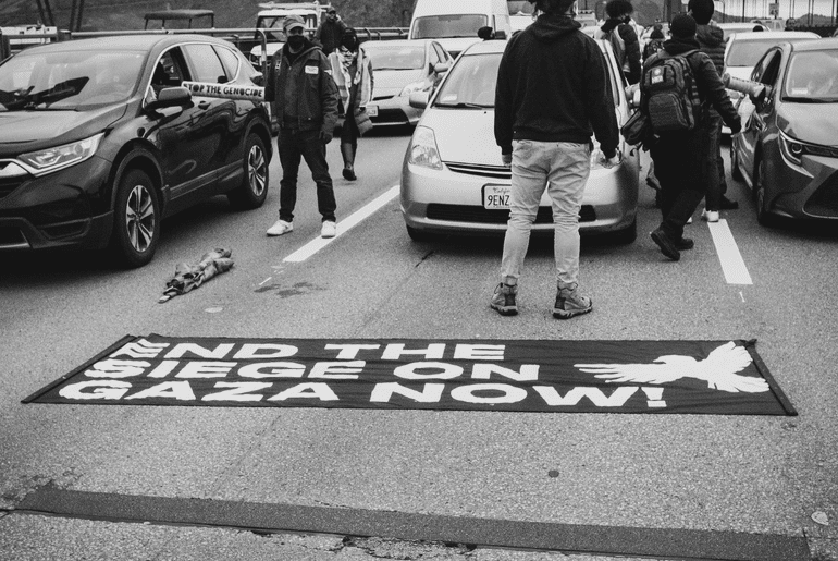 April 2024 Golden Gate Bridge protest (Photo credit: Fran De Sena)