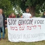 Members of Zidovsky Hlas Solidarity (Jewish Voice of Solidarity) at a protest in Prague.