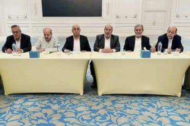 Hamas political chief Khalil al-Hayya, third from right, meets with representatives of Palestinian factions in Cairo. (Photo: Hamas/via Telegram)