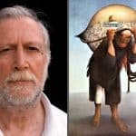 Left: Sliman Mansour. Right: "Camel of Burdens" by Sliman Mansour. (Photo: Wikimedia Commons/Palestinian Museum Digital Archive)