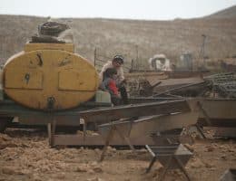 Israeli forces demolish Palestinian Bedouin homes on the grounds of unlicensed construction in the village of Khirbet al-Ras al-Ahmar, north of the Jordan Valley in the West Bank, on April 4, 2025. (Photo: Mohammed Nasser/APA Images)