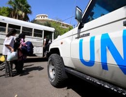 Palestinians from Ain al-Helweh refugee camp prepare to move from a shelter in Sidon to a center of the United Nations Relief and Works Agency for Palestine Refugees (UNRWA) in Mount Lebanon Governorate, Lebanon, September 12, 2023. (Photo: Ali Hashisho/Xinhua via ZUMA Press/APA IMAGES)