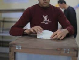 Palestinians cast thier ballots at a polling station during municipal elections in Deir al-Balah, Gaza Strip, on April 25, 2026. (Photo: Hadi Daoud/APA Images)