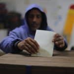Palestinians cast thier ballot at a polling station during municipal elections in Deir el-Balah, central Gaza, April 25, 2026. (Photo: Hadi Daoud/APA Images)