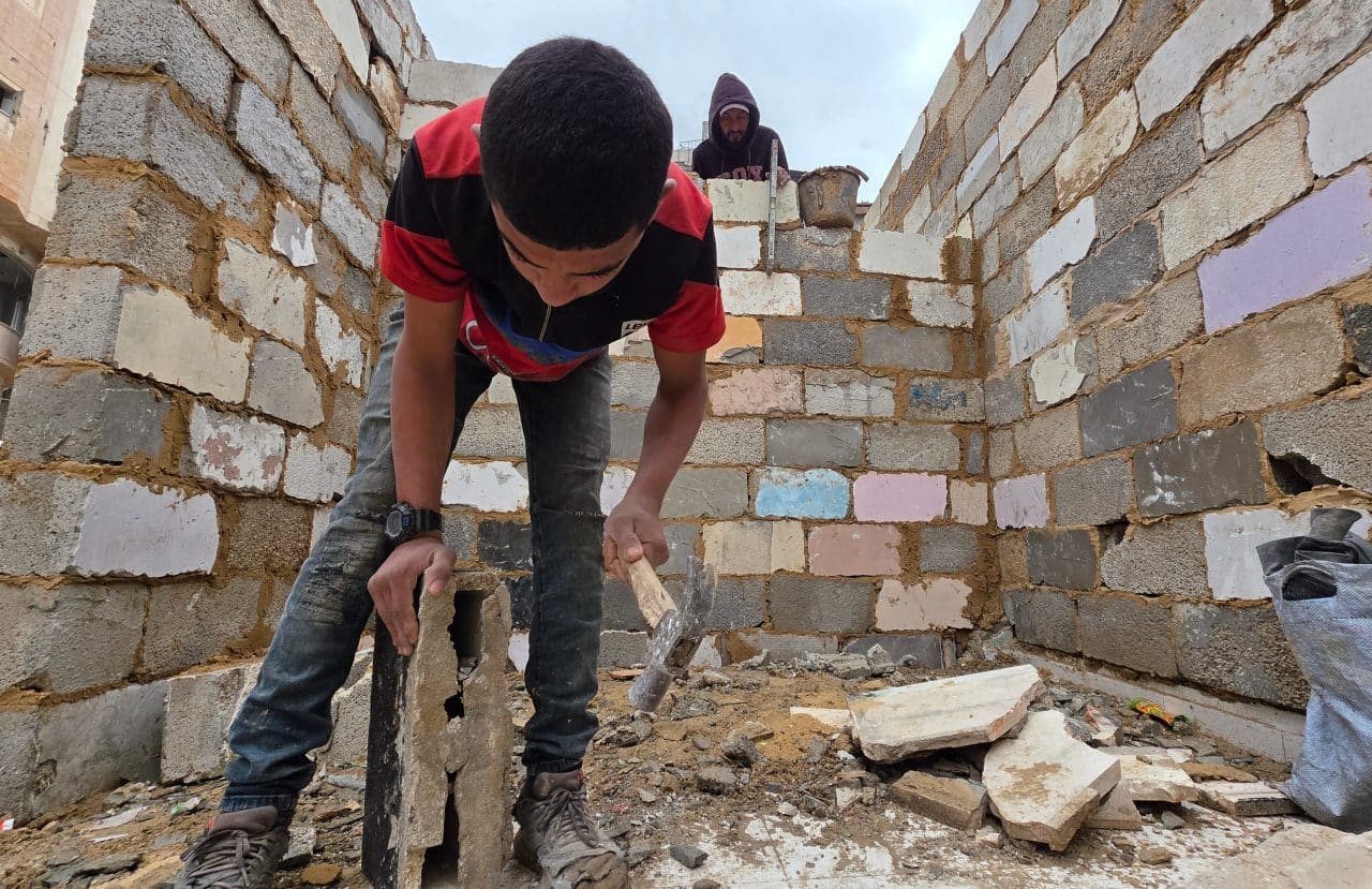 ‘They destroy, we build’: Gazans rebuild their homes out of mud and rubble