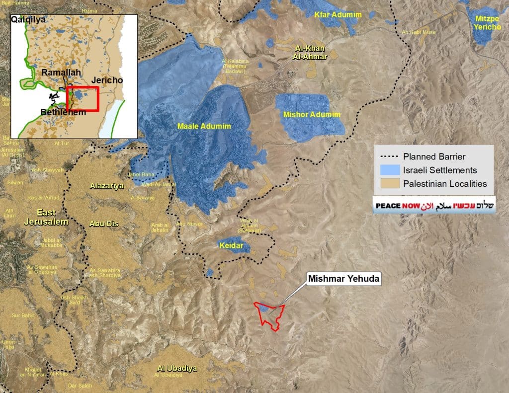 Mishmar Yehuda expansion plan. (Photo: Peace Now)