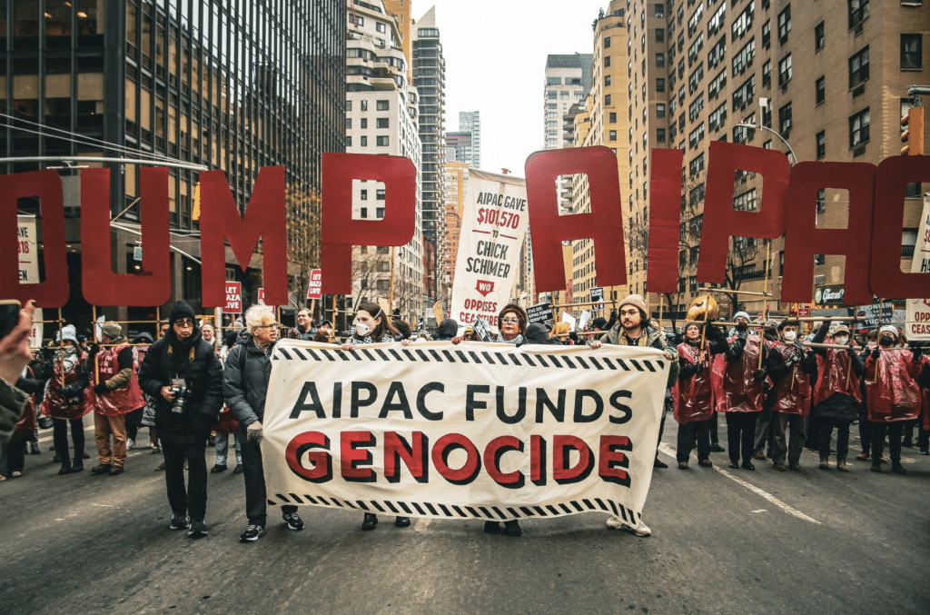 Protest at AIPAC headquarters in New York City, 2024. (JVP)