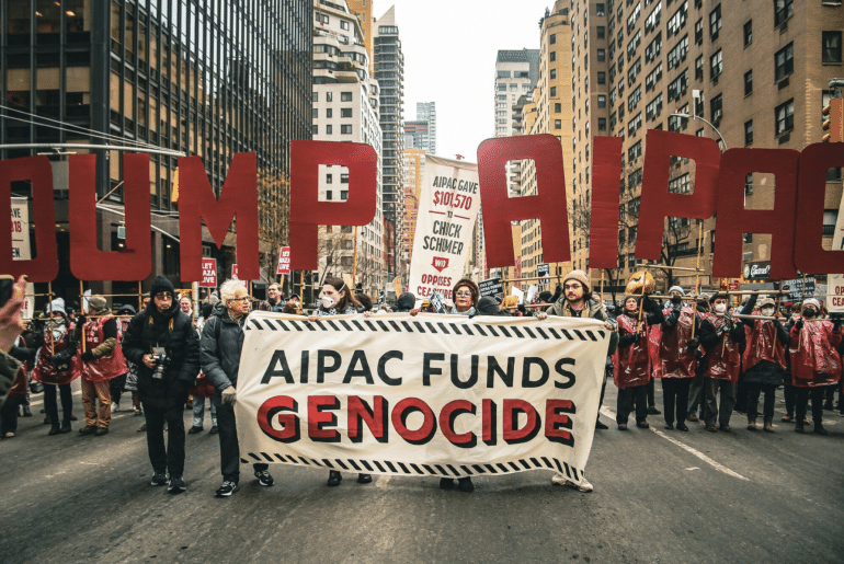 Protest at AIPAC headquarters in New York City, 2024. (JVP)