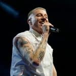 U.S. Rapper Macklemore performs on stage at OVO ARENA Wembley on April 12, 2023 in London, England (Photo by Liv Hema)
