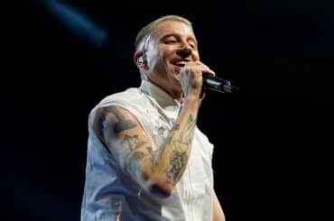 U.S. Rapper Macklemore performs on stage at OVO ARENA Wembley on April 12, 2023 in London, England (Photo by Liv Hema)
