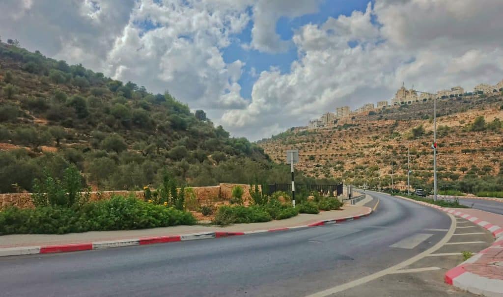 A new residential neighborhood on a hill, overlooking the ‘Chinese road’ north of Ramallah. (Photo: Qassam Muaddi/Mondoweiss)