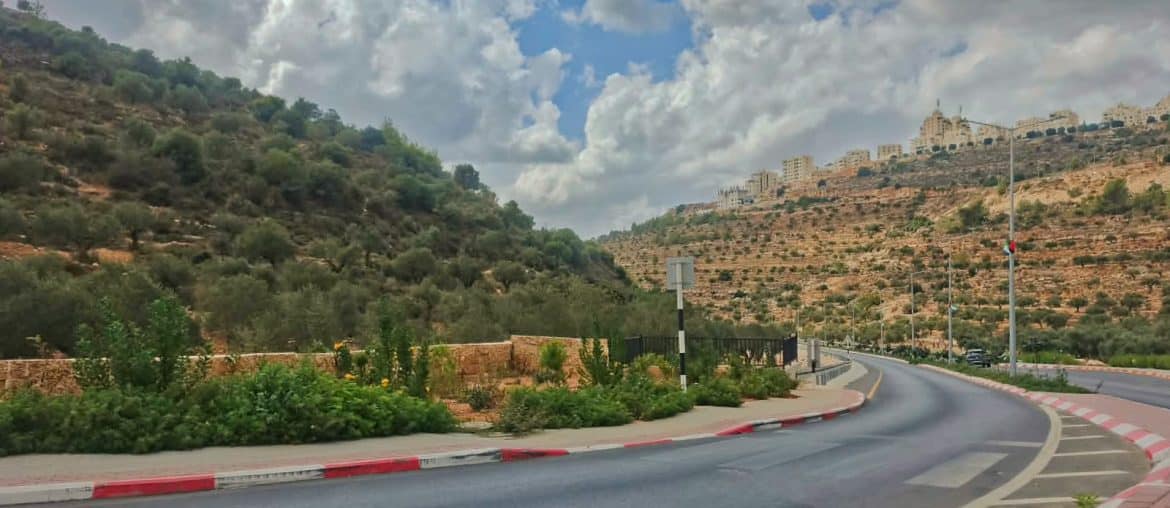 A new residential neighborhood on a hill, overlooking the ‘Chinese road’ north of Ramallah. (Photo: Qassam Muaddi/Mondoweiss)